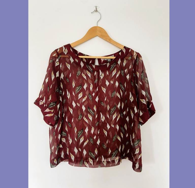 Red sheer summer shirt - UK 16