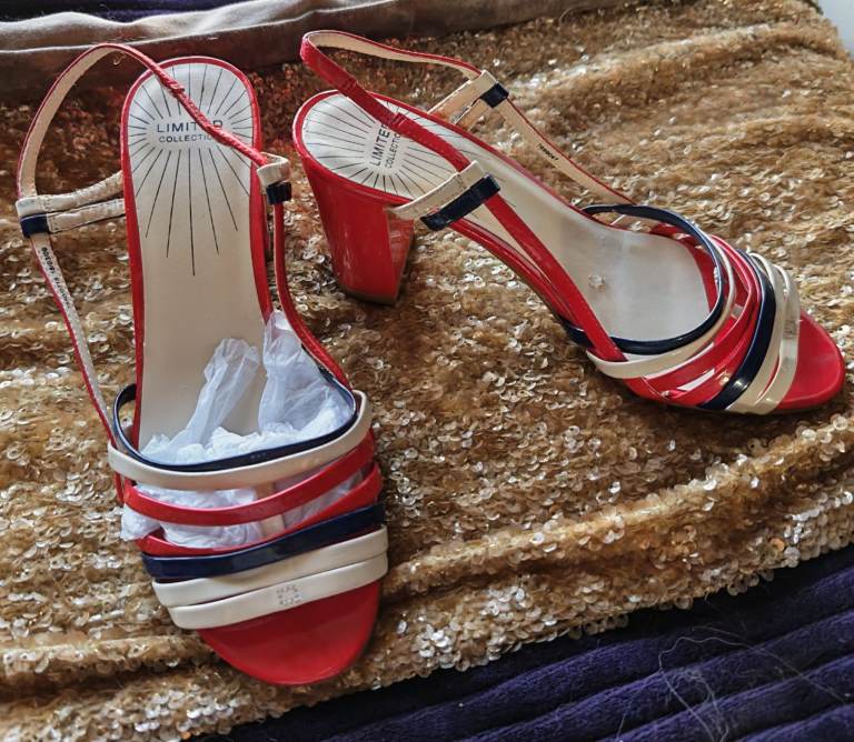 Women Limited Collection Red, White & Blue Heeled Sandals –  New -Size 4.5