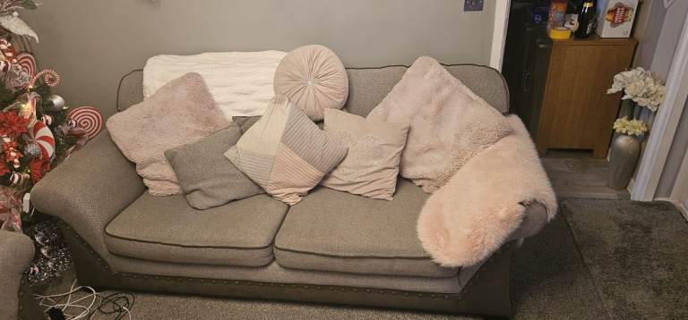 Grey 3+2 seater sofas 
