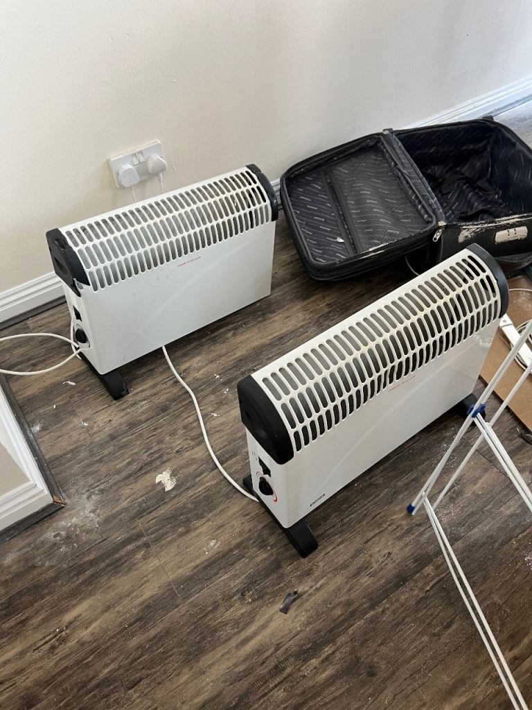 Portable Electric Heaters – White, Good Condition
