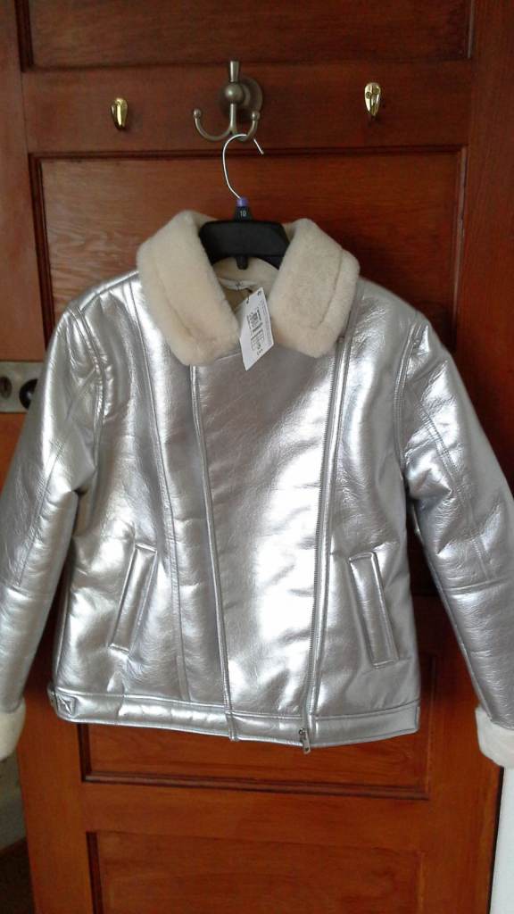 M&S Girls Silver Aviator Jacket Brand New