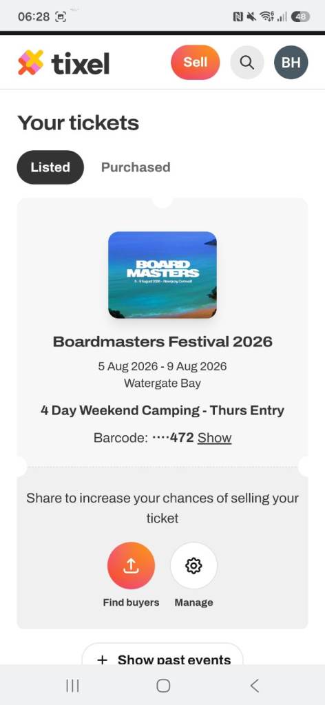 Boardmasters ticket for sale