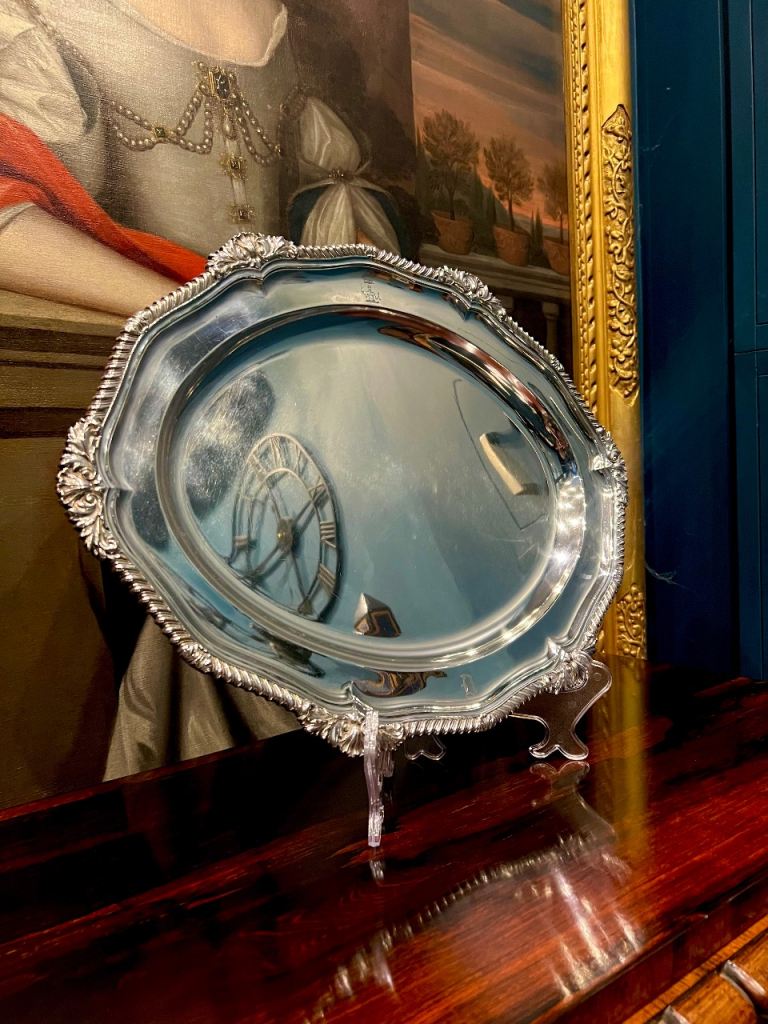 image for Massive Paul Storr George III antique Sterling silver platter / tray . Hallmarked 925