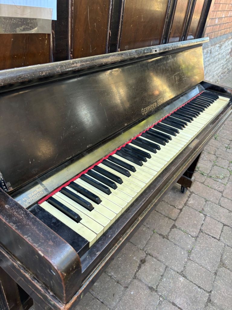 GEBRUEDER HEINRICH Upright Piano – Fair Condition, Needs TLC, Donations Accepted 