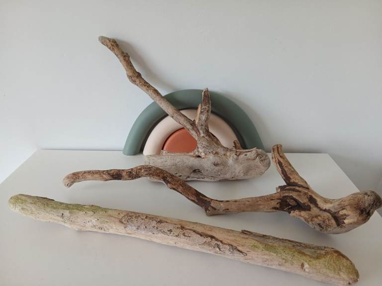 Natural Driftwood Pieces - Set of Three for Decor