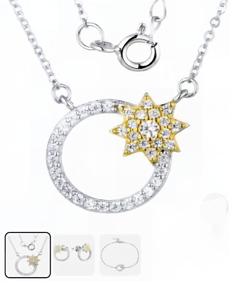 18ct Gold Plated Solid 925 Silver CZ Set Cute Women Kids Girls Children Gifts