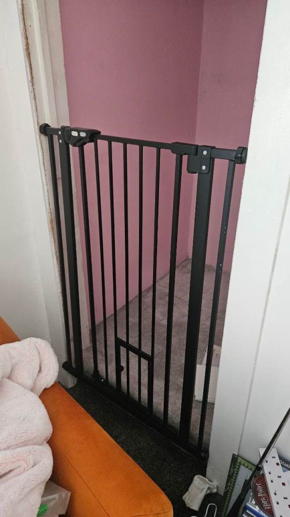 Tall dog gate with cat access