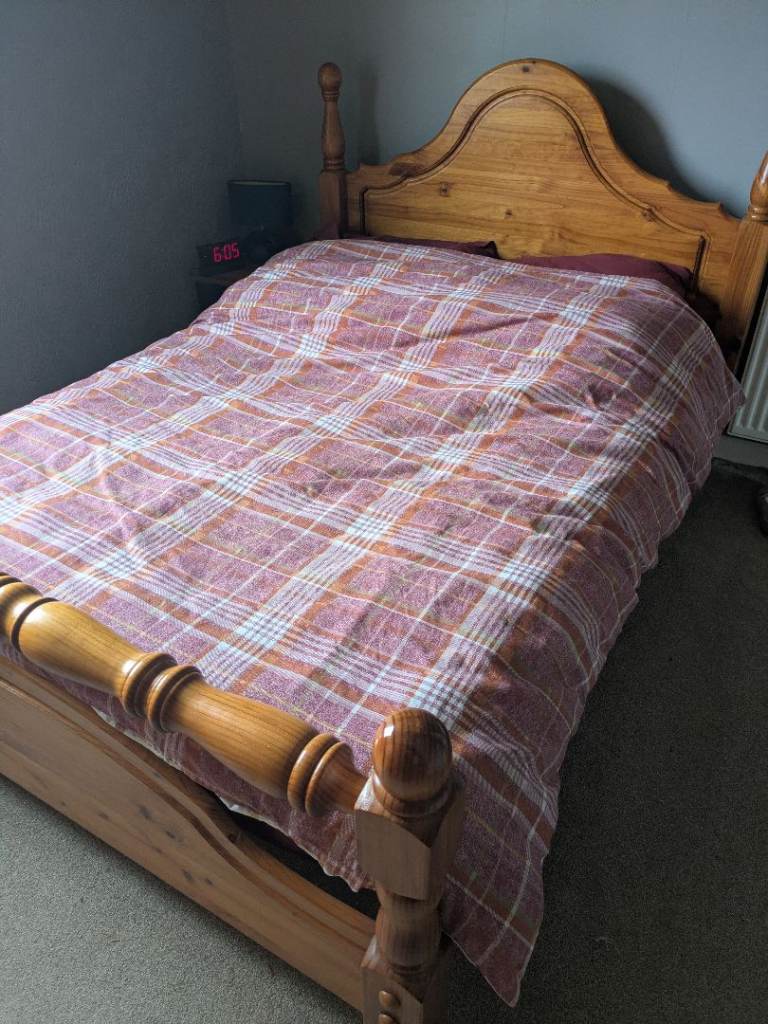 Pine double bed and 3 piece drawer set. NOW GONE
