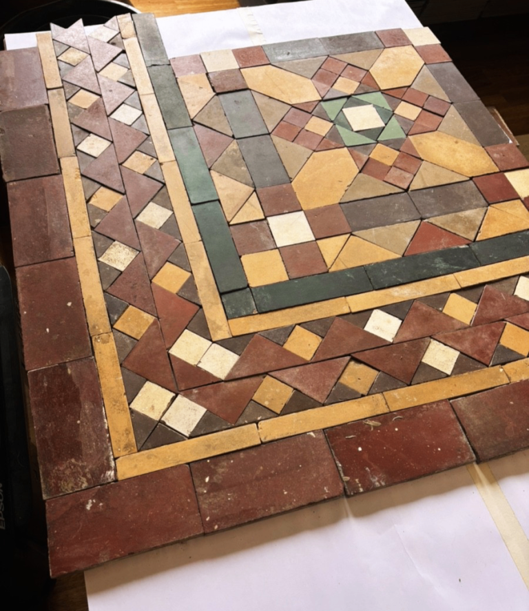 image for A Beautiful Antique Victorian Floor Tiles Flooring Reclaimed Salvaged apprx 5 m2