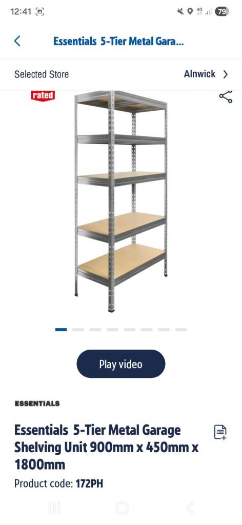5 shelving unit, metal, 250kg shelf capacity (new) 3 available 