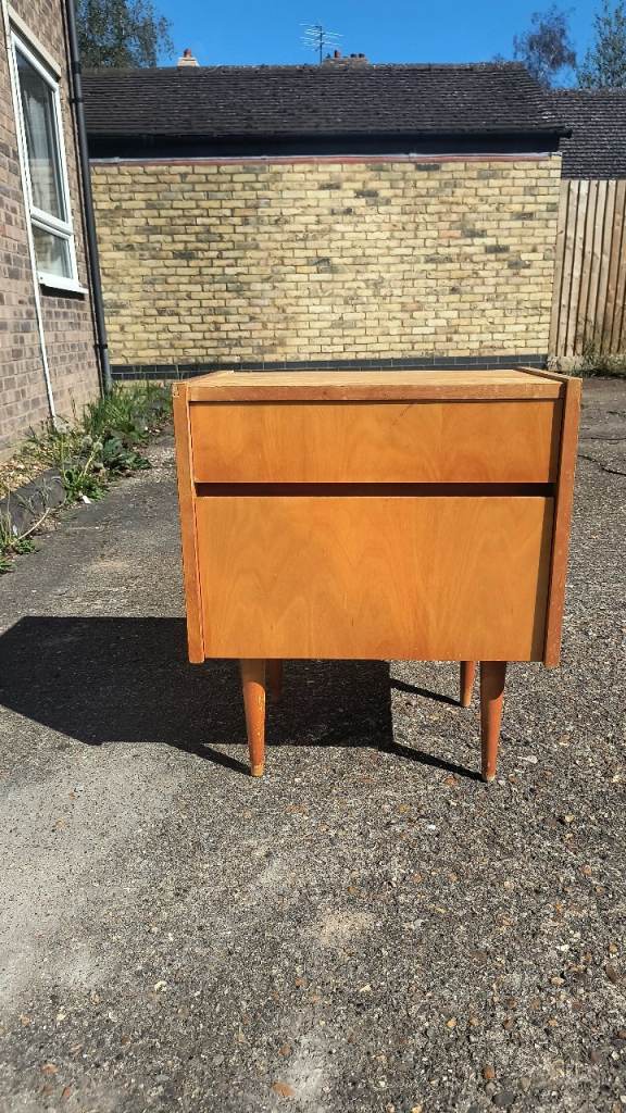 Vintage Wooden Bedside Table with Single Drawer