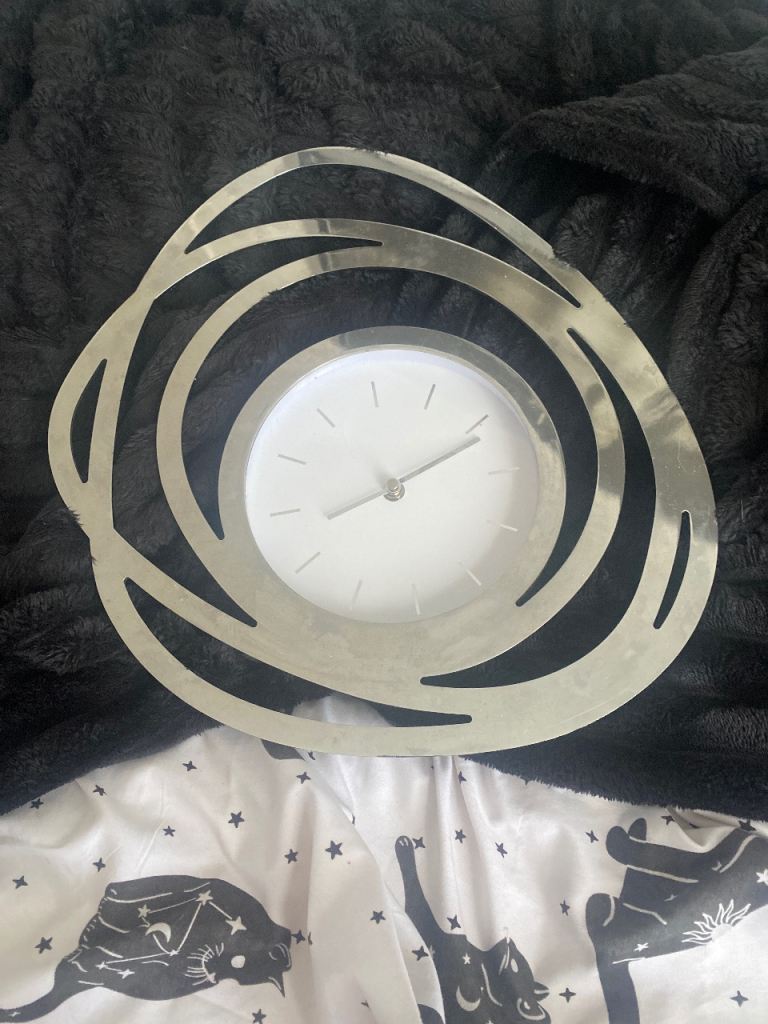 Silver metal wall clock