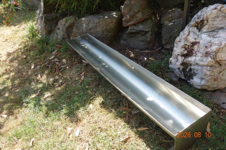 Stainless Steel Chicken Feed or Water Trough Open-Top (3 feet long)