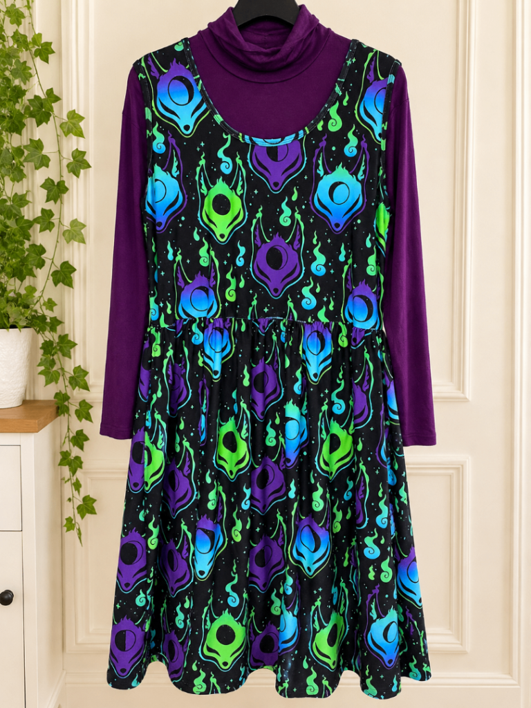 Carolina Dress Room CDR Size 3 Mystical Fox Dress with Purple Polo Neck
