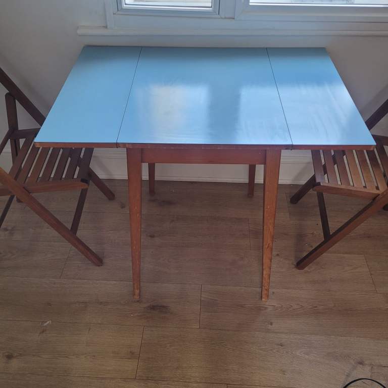 Mid-century formica vintage blue table. 