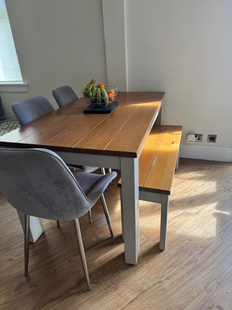 NEXT dining table chairs and bench 