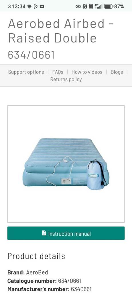 Aerobed Inflatable Air Bed Mattress with Electric Pump and Automatic Features