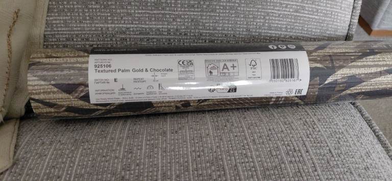 Arthouse Textured Palm Gold & Chocolate Wallpaper Roll, New