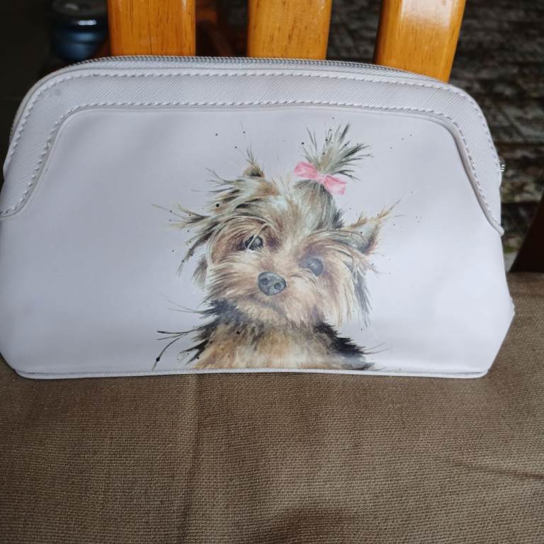 Wrendale Design Yorkshire Terrier Clutch Bag / Wash Bag – White