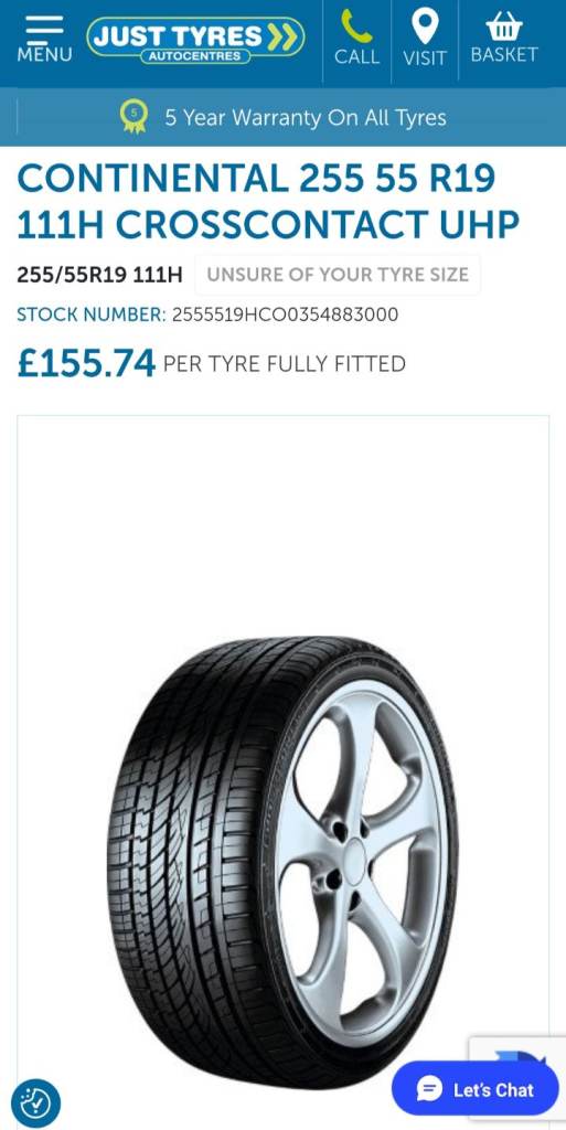 * 255 55 19 r19 7-8 TREAD QUALITY 4 x CONTINENTAL CROSS CONTACT TYRES SUV 4x4  WITH FITTING INCLUDED