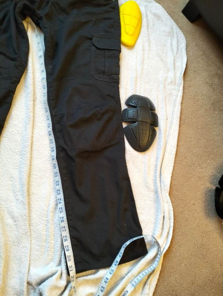 Route One DNM001 Mens Motorcycle Cargo Jeans Armoured Black Kevlar 34" Reg 31" Leg