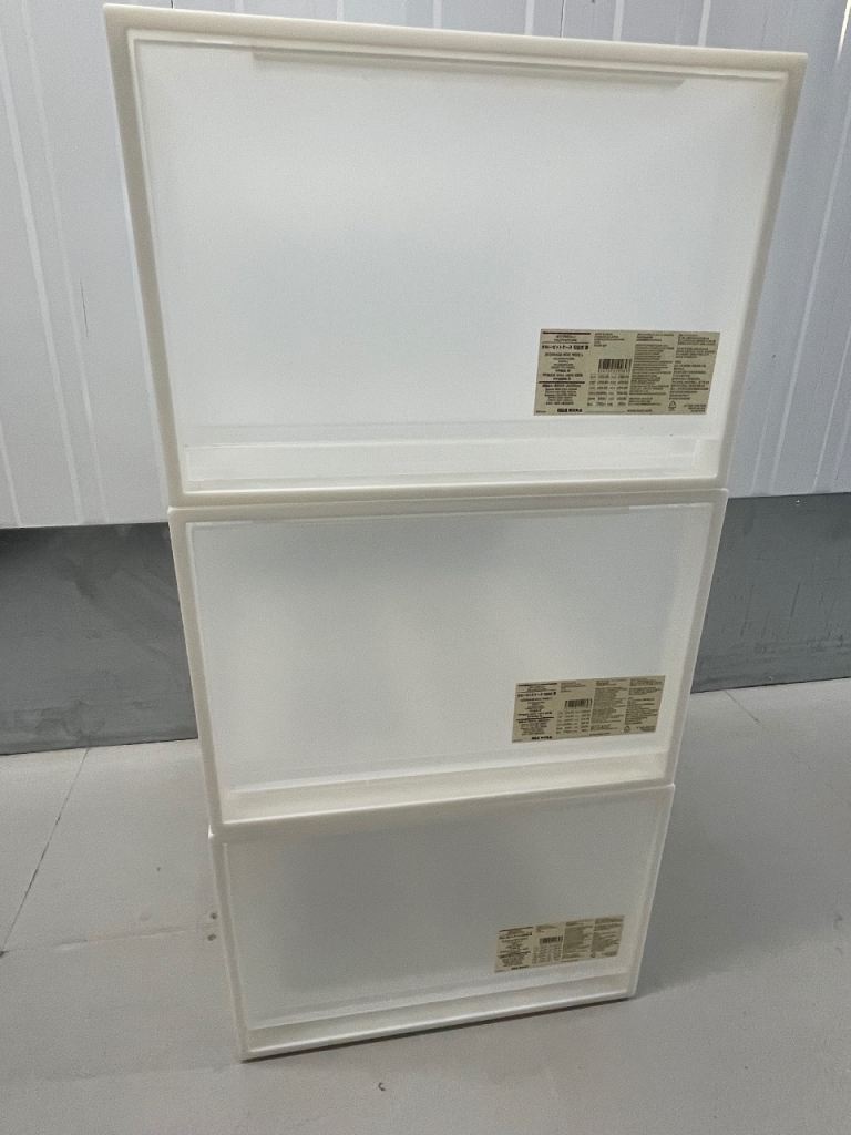 3 Muji stackable storage boxes