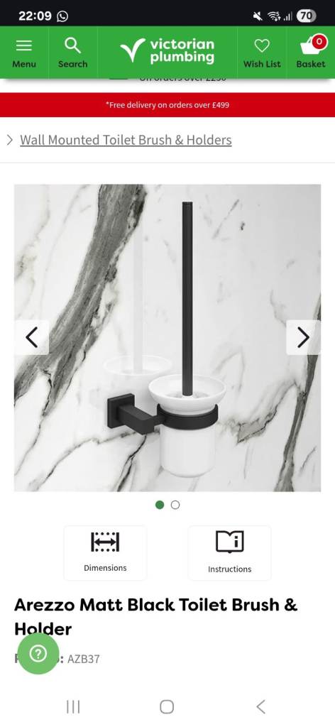 Arezzo toilet brush and holder 