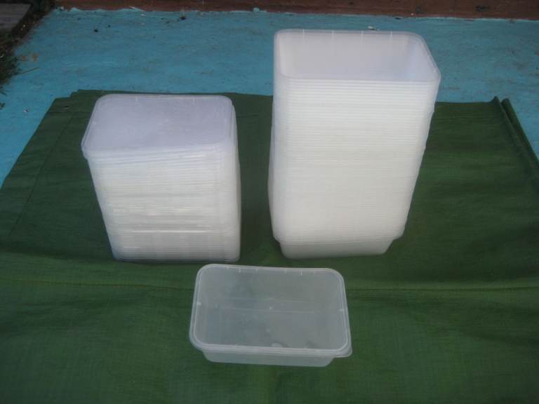 65 Single Meal Plastic Microwave Suitable Food Storage Containers with Clip On Lids for £4.00