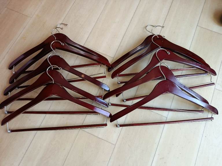 10 x Cherry wood suit/coat hangers 