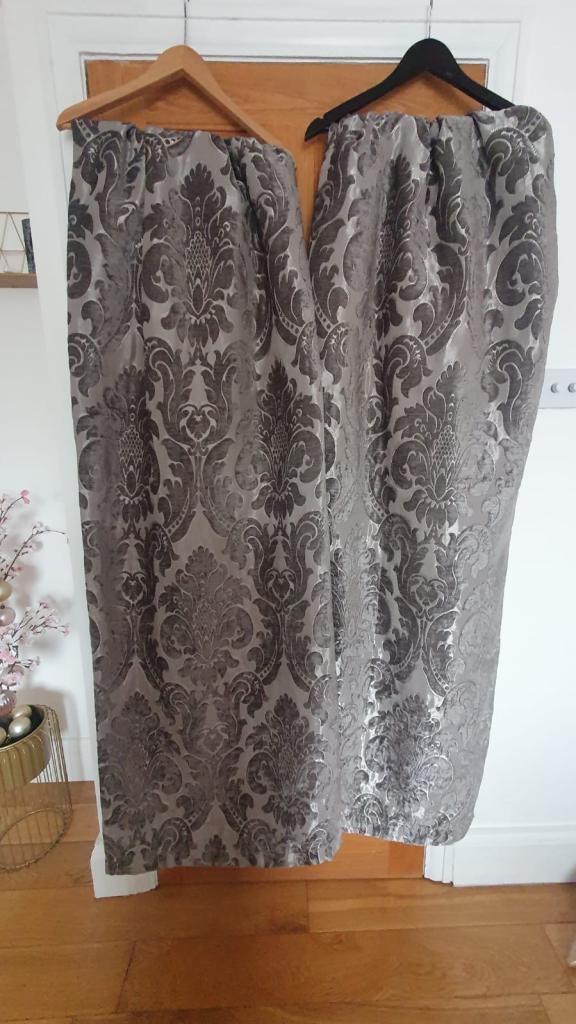 Dunelm Grey Damask Curtains - Good Condition