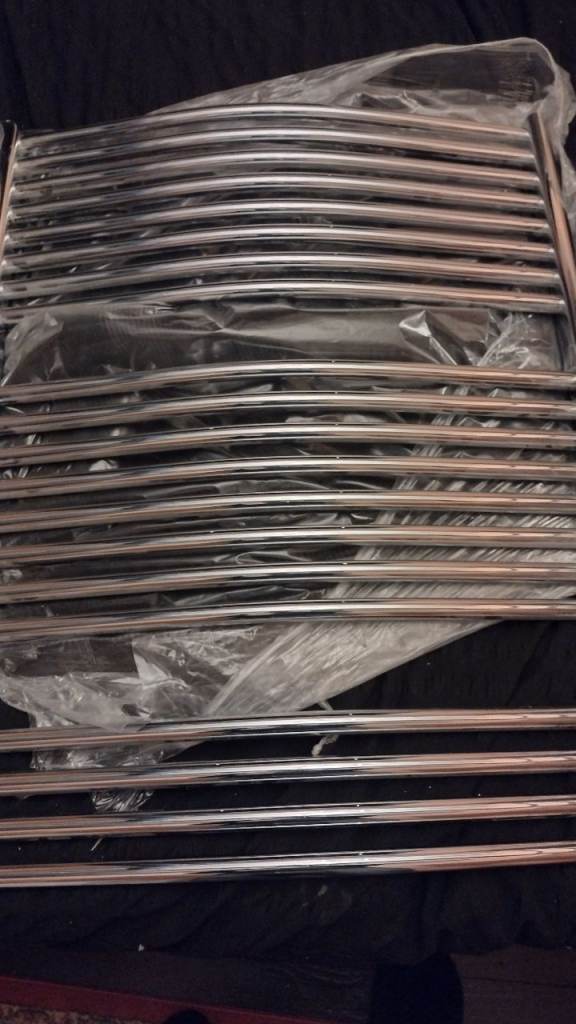 MERE BATHROOMS CURVED CHROME TOWEL RADIATOR brand new, no wall fixings