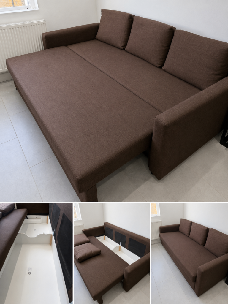 IKEA FRIHETEN Sofa Bed in Brown Fabric – Good Condition