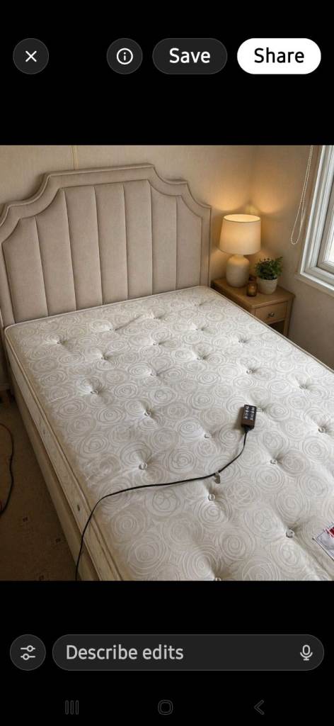 Remote controlled adjustable double bed with new mattress
