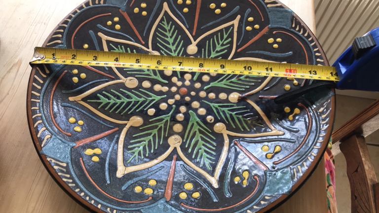 Two studio 1960s large platters with sgraffito embellishments 