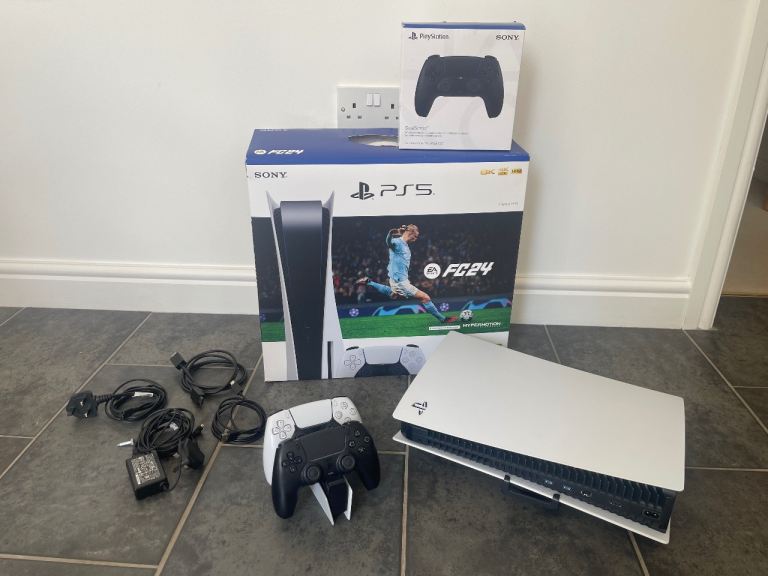 Sony PS5 Disc Console with Two Controllers and Charging Dock