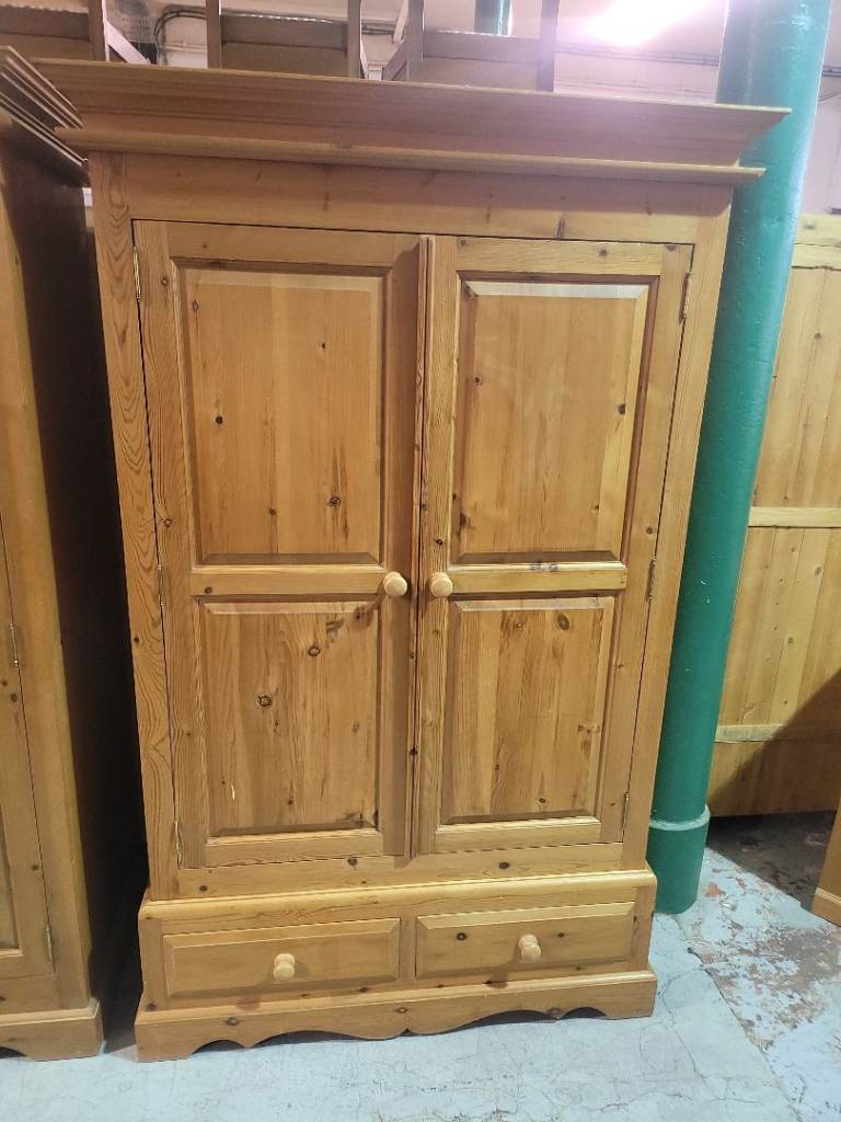 Solid pine double wardrobe 