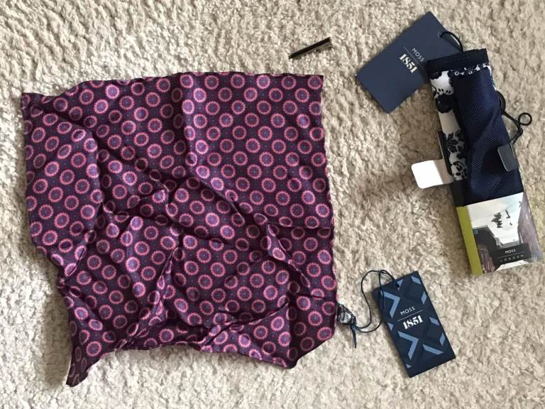 3 Moss Pocket Squares and Tie Bar Clip (never used and barely used) JUST REDUCED