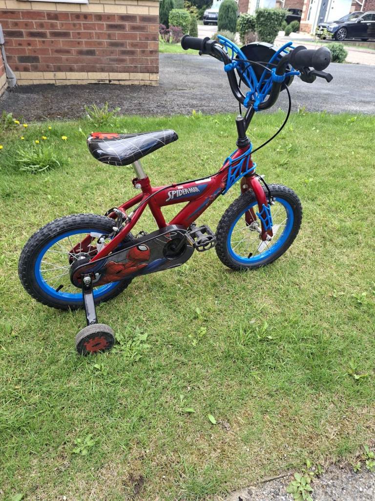 14" spiderman bike with removable stabilisers