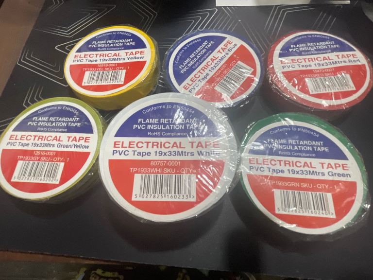 Electrical Insulation PVC Tape Various Colours - New (9 Rolls