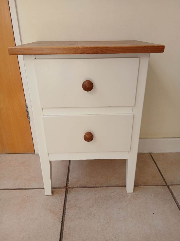 Bedside table with wooden top and 2 drawers