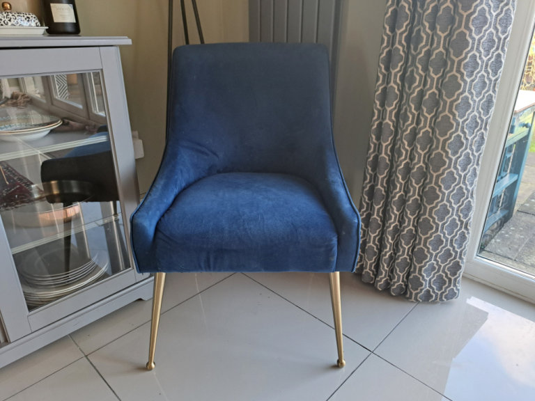 Navy velvet brass chair