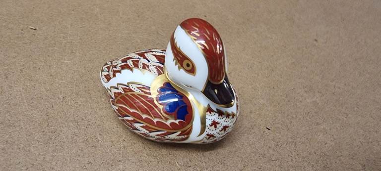 Retired Royal Crown Derby Swimming Duckling Paperweight