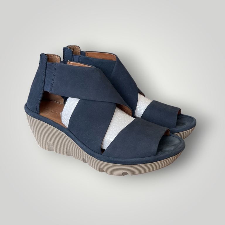 Clarks Artisan Navy Blue Wedge Sandals – UK 6 D