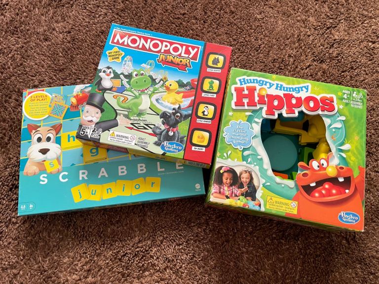 Junior Monopoly, Junior Scrabble, Hungry Hungry Hippos