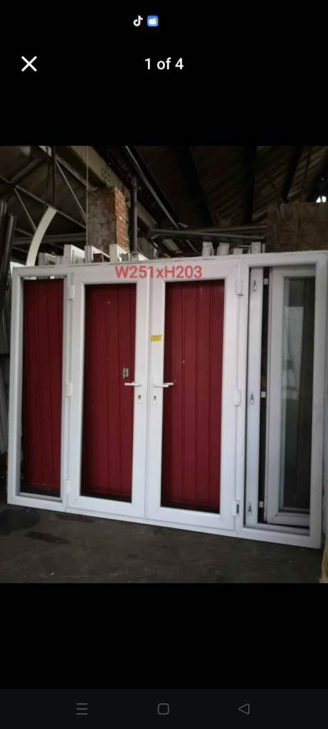 uPVC french doors with side lights W250xH203