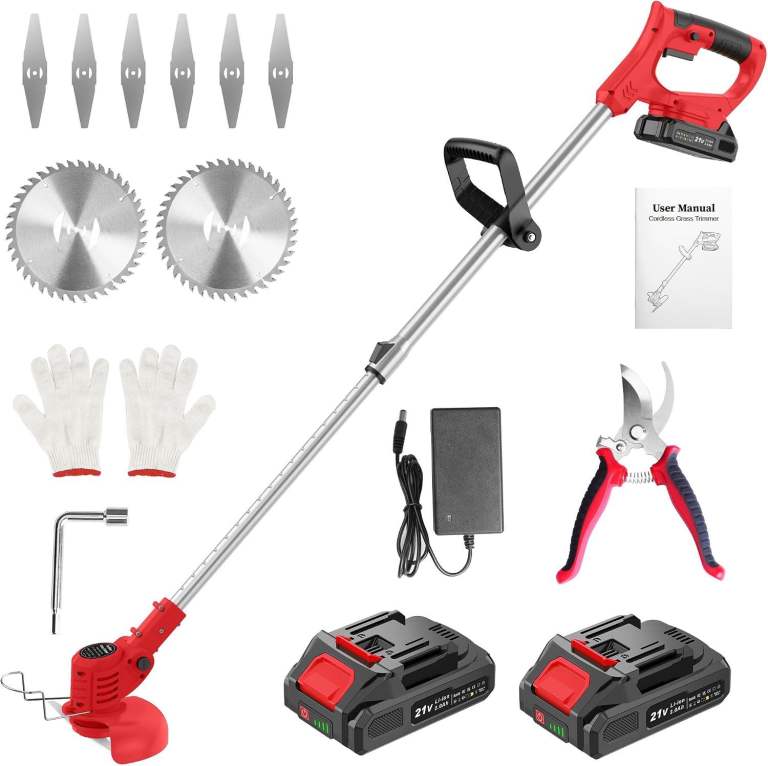 Cordless Electric String Trimmer/Brush Cutter with 2 Batteries