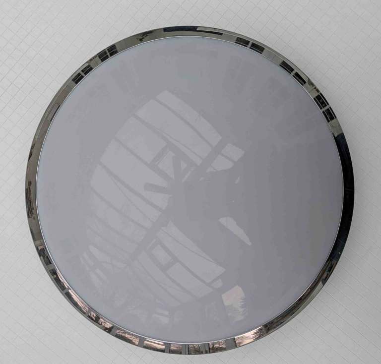 Circular ceiling mounted light, white domed cover, with Philips PL-Q 28W lamp