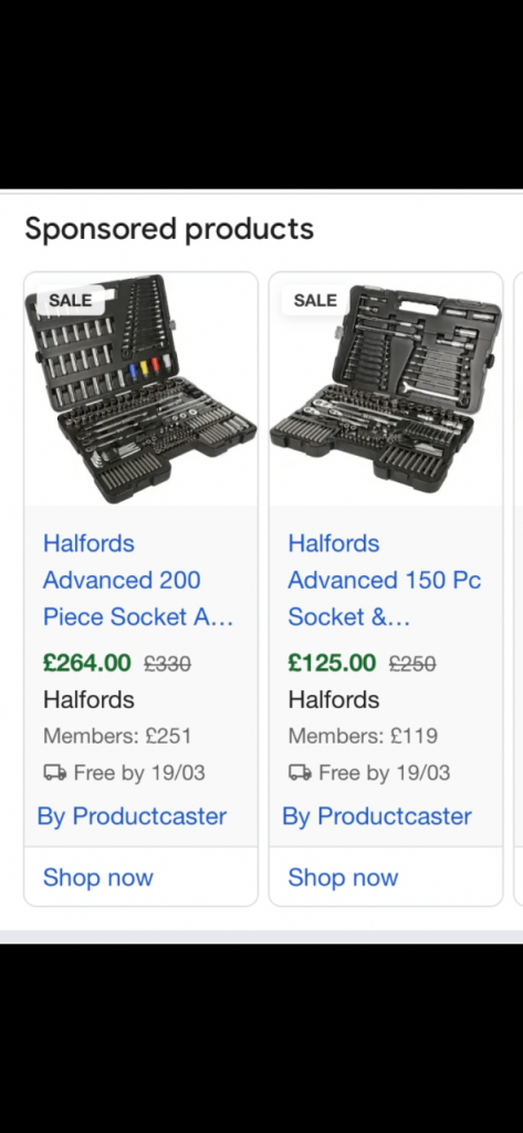 Halfords socket sets for sale 