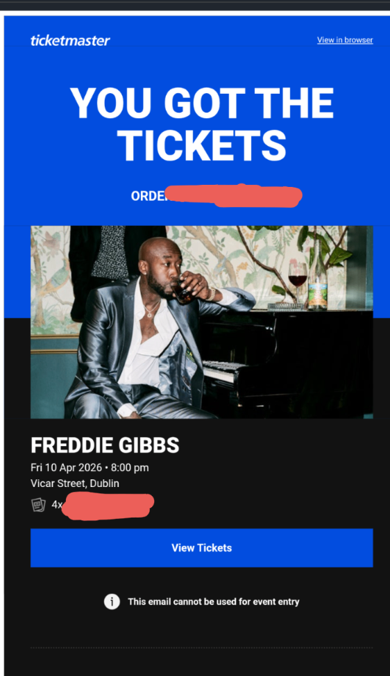 Freddie Gibbs Dublin Friday 10th April - 1 standing ticket 