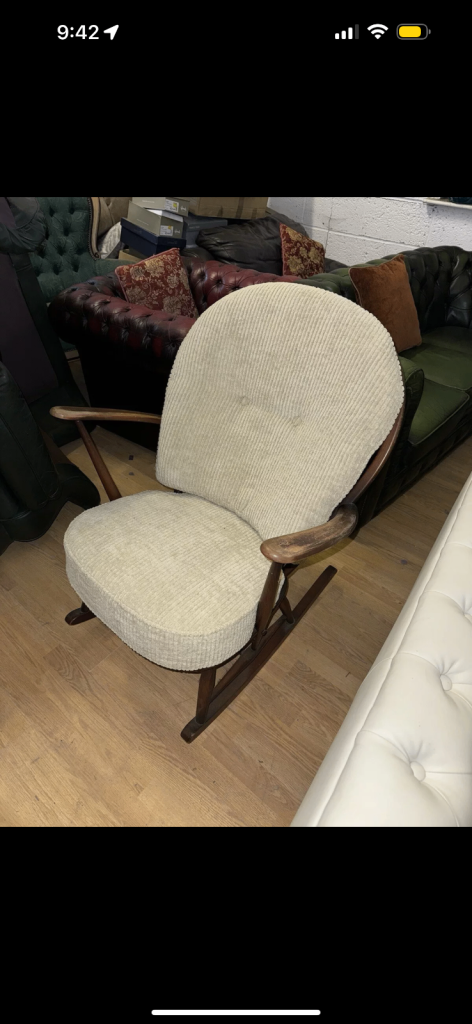 Ercol rocking chair with fabric cushions